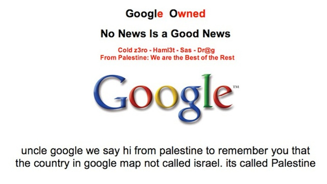 Hackers Hit Google Palestine and Defaced the Front Page