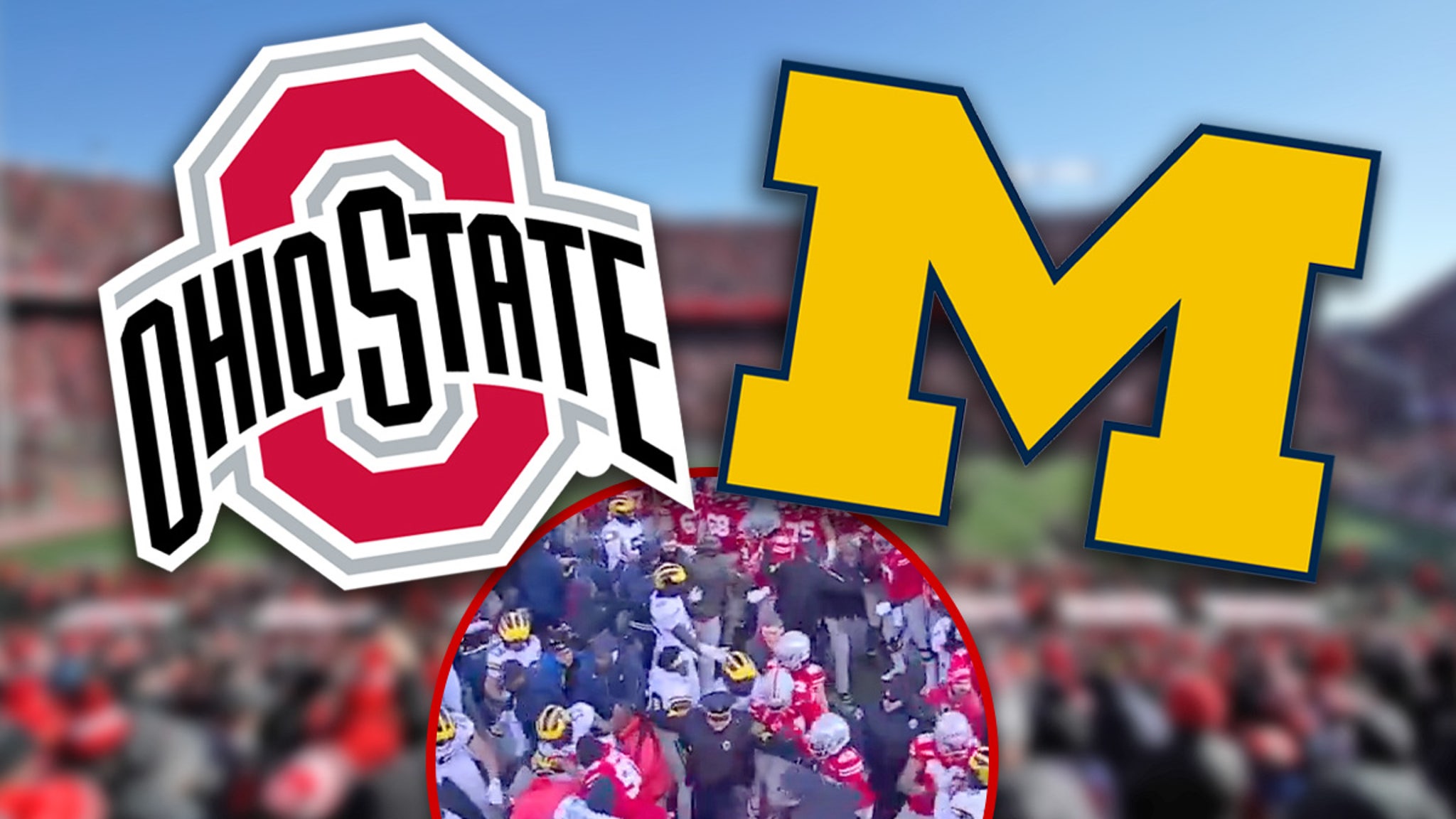 Ohio State & Michigan Football Teams Fight After Game Following Flag Planting